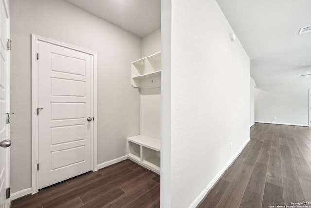 mudroom featuring dark hardwood / wood-style flooring