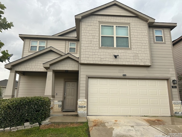 view of front of house with a garage