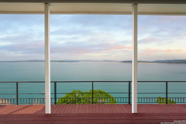 deck with a water view