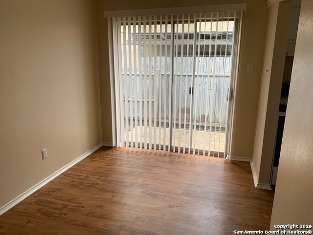 unfurnished room with wood-type flooring