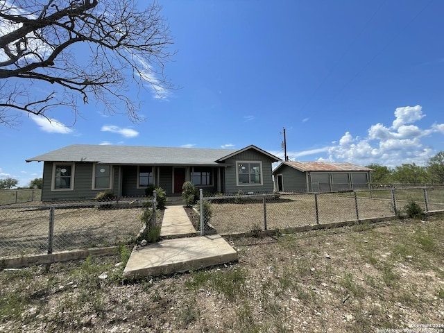 view of front of property featuring a fenced front yard