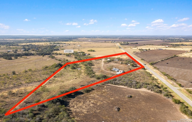 drone / aerial view with a rural view