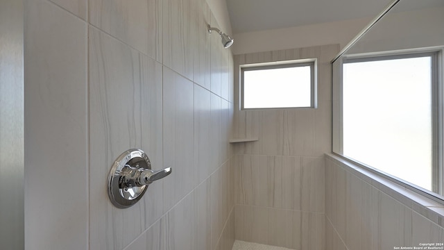 bathroom featuring a healthy amount of sunlight and a tile shower