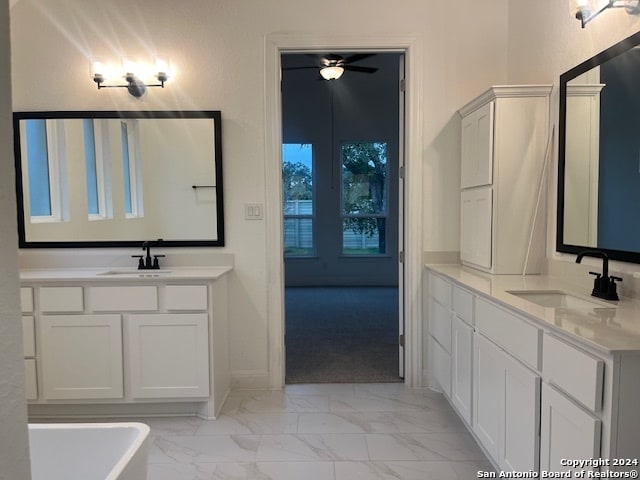 bathroom featuring vanity and a bathing tub