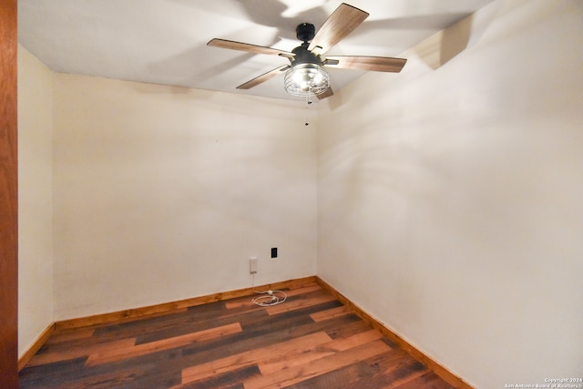 unfurnished room with hardwood / wood-style floors and ceiling fan