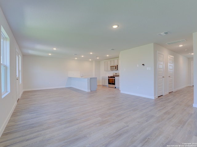 unfurnished living room featuring light hardwood / wood-style floors