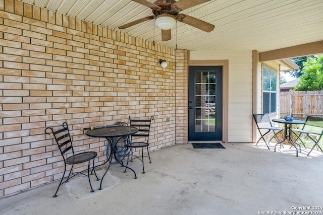 view of patio with ceiling fan