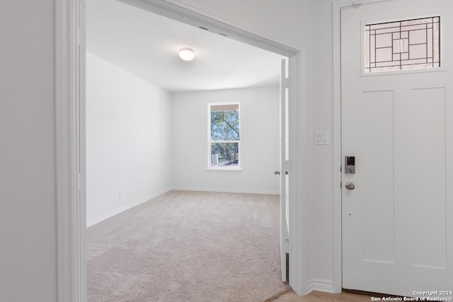 view of carpeted foyer