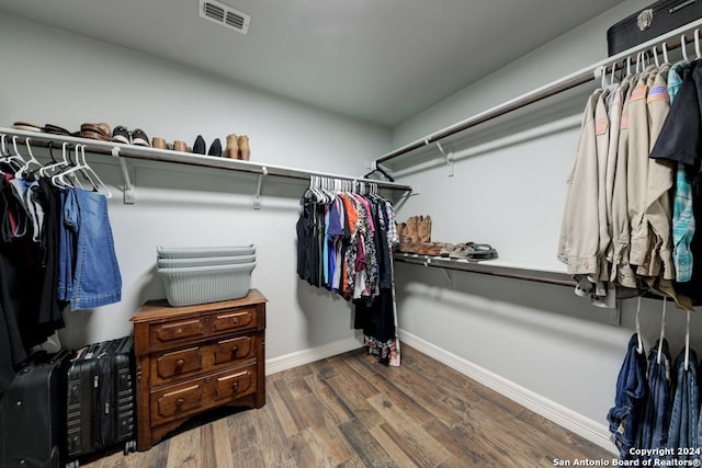 walk in closet featuring wood-type flooring