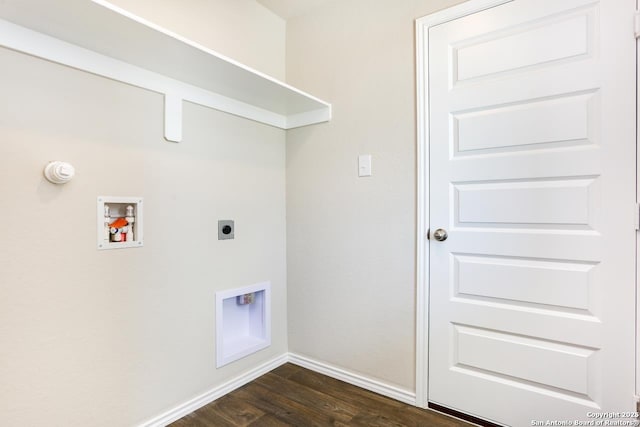 laundry area featuring washer hookup, dark hardwood / wood-style floors, and hookup for an electric dryer