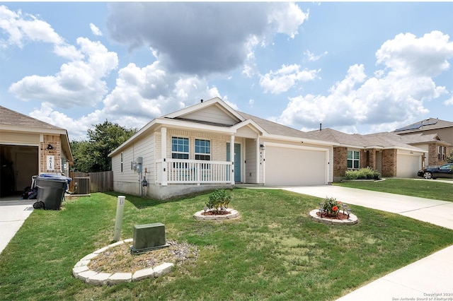 view of front facade featuring a garage and a front yard