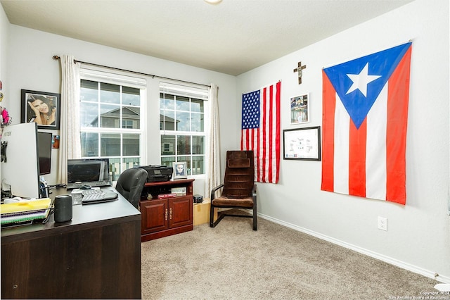 office with light colored carpet