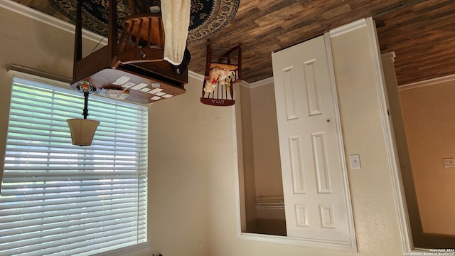 interior details featuring wood ceiling