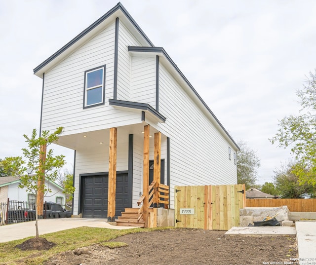 modern home featuring a garage