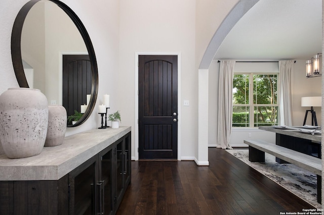 entrance foyer with dark hardwood / wood-style floors