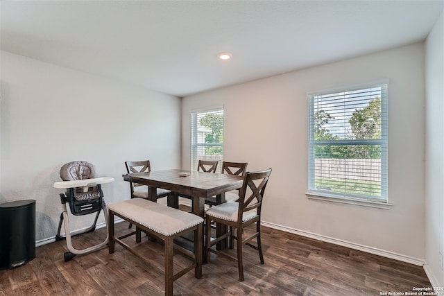 dining area featuring dark hardwood / wood-style flooring