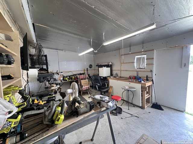 interior space with a workshop area