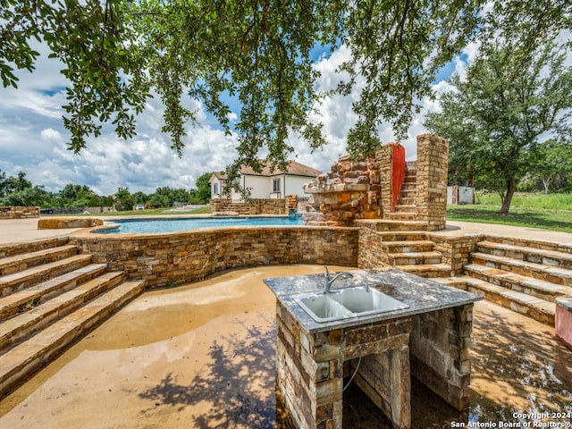 view of patio with sink