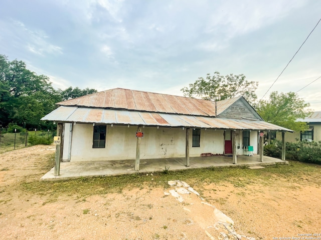 view of front of home with a patio