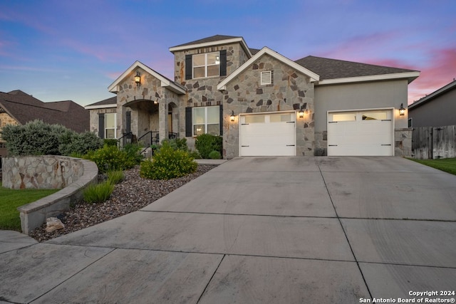 view of front of house with a garage