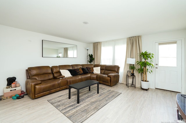 living room featuring light hardwood / wood-style flooring