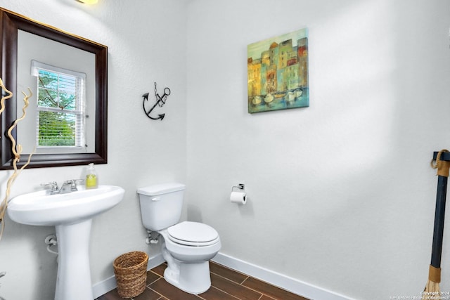 bathroom with wood-type flooring and toilet