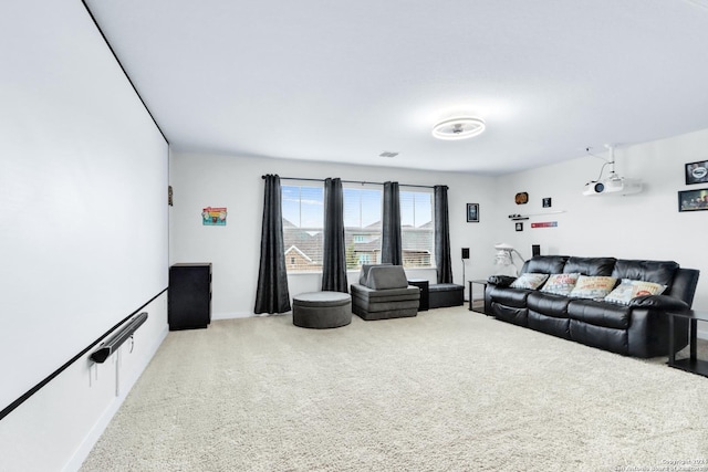 living room with carpet floors