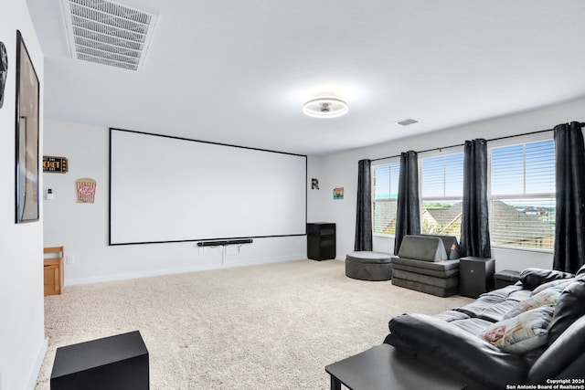 cinema room with carpet flooring