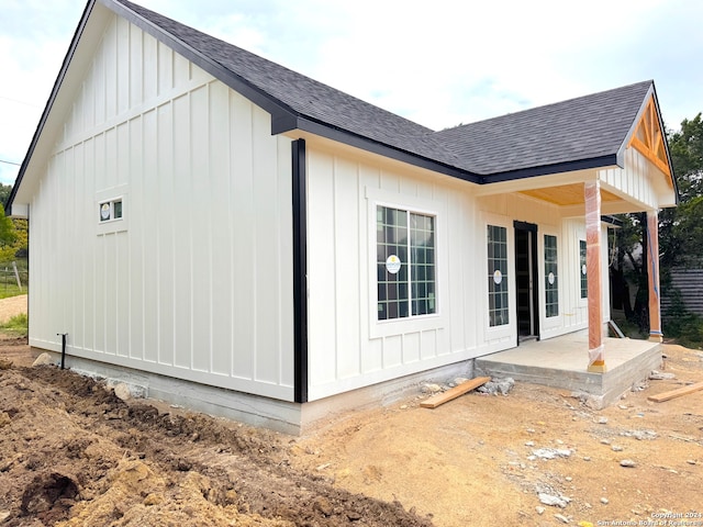 view of property exterior featuring a patio