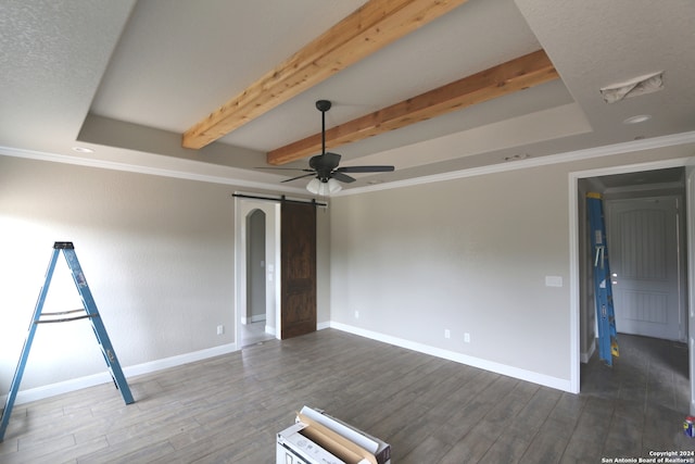 spare room with crown molding, hardwood / wood-style floors, and ceiling fan