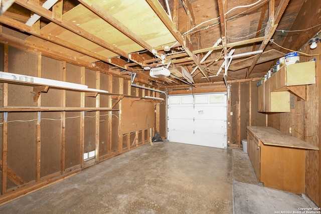 garage with a garage door opener