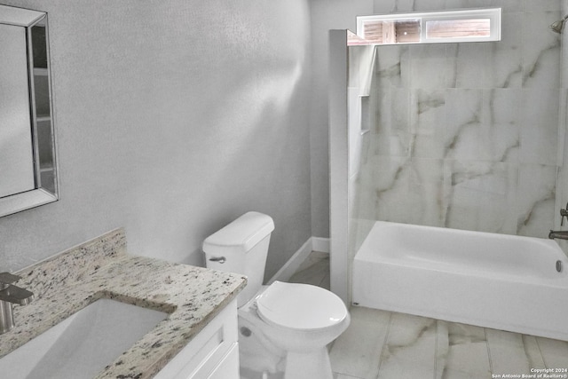 full bathroom featuring vanity, toilet, and  shower combination