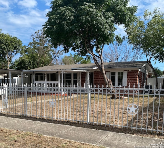 view of single story home