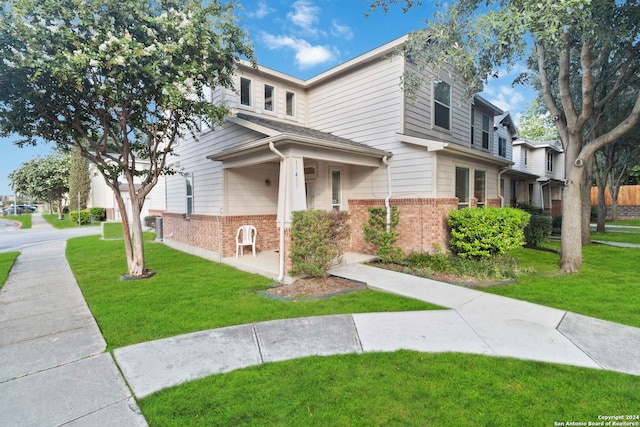 view of property exterior with a lawn