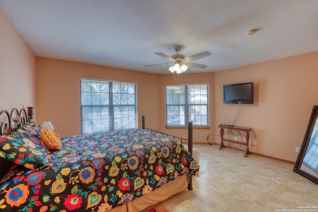 bedroom featuring ceiling fan