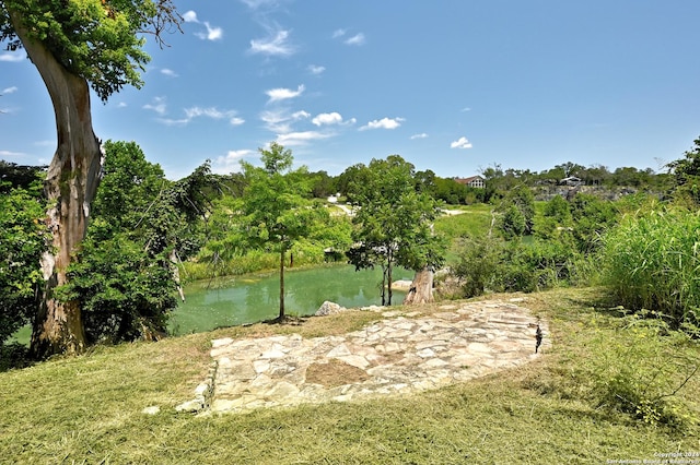 view of yard with a water view