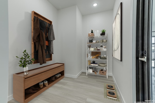 mudroom featuring light wood-type flooring