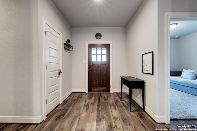 view of carpeted foyer entrance