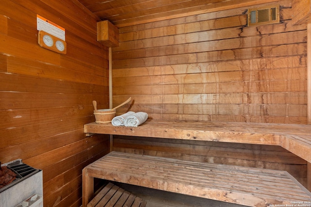 696 Faurie Rd, Lakehills, TX 78063 - relaxing sauna / steam room featuring wood walls and wood ceiling