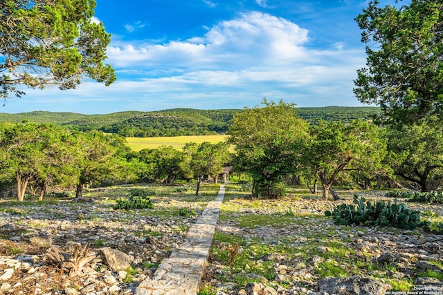 mountain view featuring a rural view