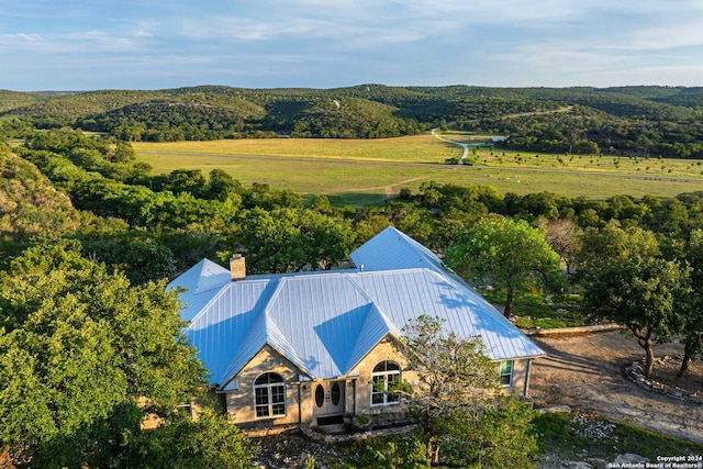 bird's eye view with a rural view