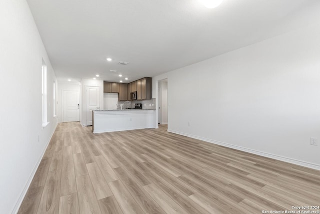 unfurnished living room with light hardwood / wood-style floors