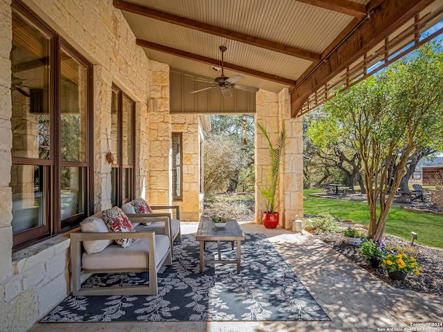 view of patio with a ceiling fan