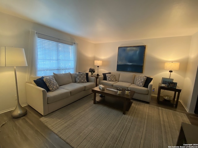 living room featuring dark hardwood / wood-style flooring