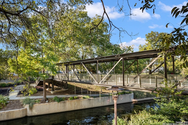 dock area featuring a water view