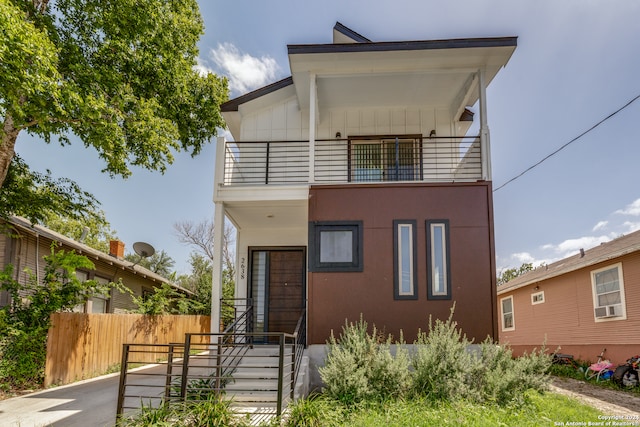 contemporary home featuring a balcony