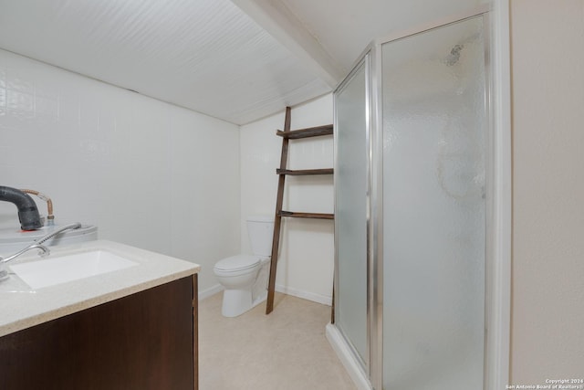 10886 Macaway Rd, Adkins, TX 78101 - full bathroom featuring a shower stall, vanity, and toilet