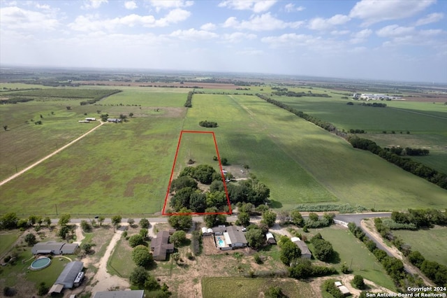 drone / aerial view with a rural view