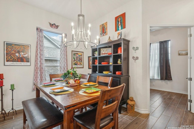 dining room with an inviting chandelier