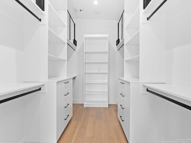 spacious closet featuring light wood-style floors